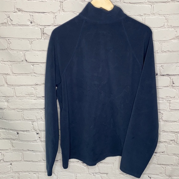 L.L. Bean Fleece  1/4 zip pullover sweater sweatshirt navy blue zipper pocket L - Picture 4 of 9